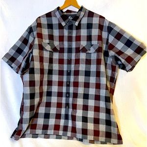 Mens XXL Croft & Barrow Quick Dry Red/Black Plaid Button Down Shirt